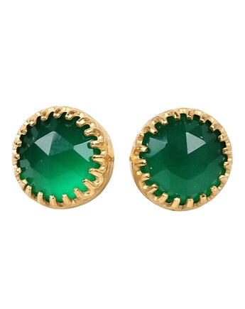 Kolczyki złote sztyfty Mignon z agatem zielonym, Blooming Stones