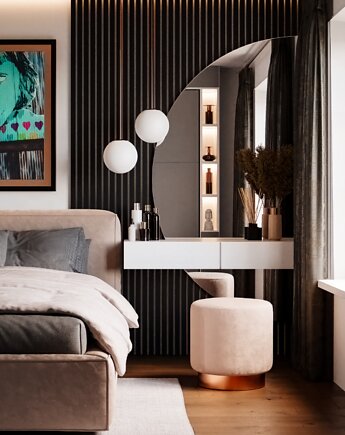 Lustro półokrągłe w dwóch częściach - DOPPIO  120 x 60 cm, EMRA WOOD DESIGN