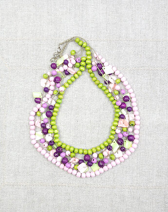 7030 Naszyjnik boho z drewna i muszli, kama4you