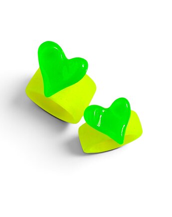 Pierścionek x2 : RAZEM TANIEJ! pierścionki z żywicy : HEART : fluo, kaktusia