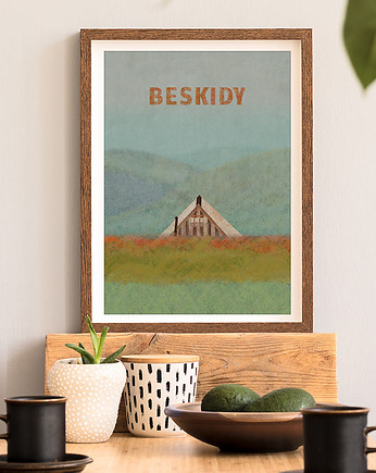 Beskidy - plakat fine art, giclee, minimalmill