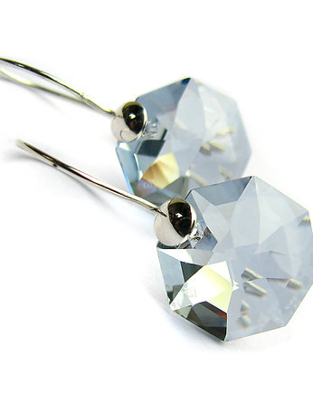 Srebrne kolczyki kryształ Swarovski - Blue Shade Octagon, Marisella