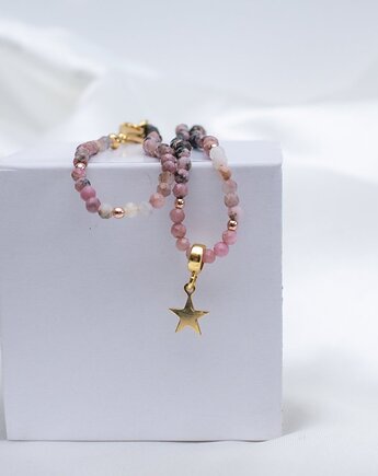 Naszyjnik "Celestial Compass" - Gwiazda Wewnętrznego Spokoju - z Rodonitem, LaMia Jewellery