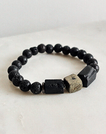 Bransoletka męska Piryt i Turmalin, Chmolowska Jewellery
