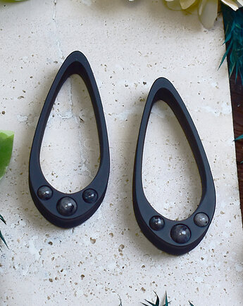 Tunele do uszu 25-100mm / wydłużone łezki z kamieniami / larvikit, Spirit Of Copper