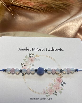 Bransoletka na nici jedwabnej, kamienie naturalne Amulet Miłości i Zdrowia, la liva art