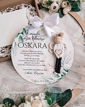 ANIOŁ STRÓŻ dla chłopca, tabliczka pamiątka chrztu, LOO LOO DREAM
