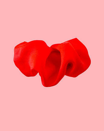 Scrunchie spinka klamra jedwabna neonowa czerwień, Capillum