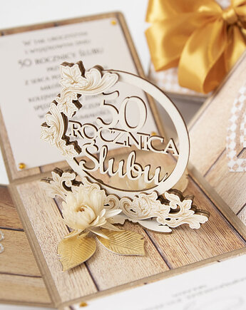50 rocznica ślubu, złote gody, exploding box, kartka 3d