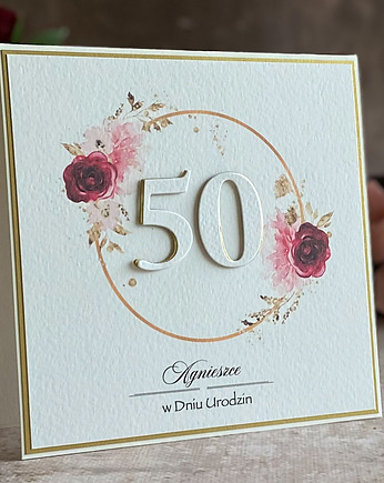 Personalizowana kartka na 50 urodziny, BH 50, Anna Art and Crafts