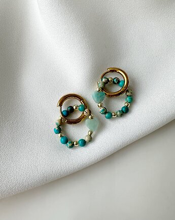 Kolczyki Jaspis Awenturyn Hematyt Serce, Lajka