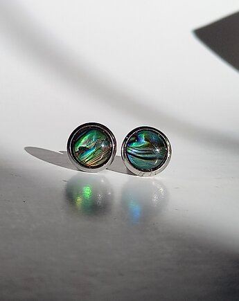 Zam. Spec. kolczyki z muszlą abalone (paua), mazuni