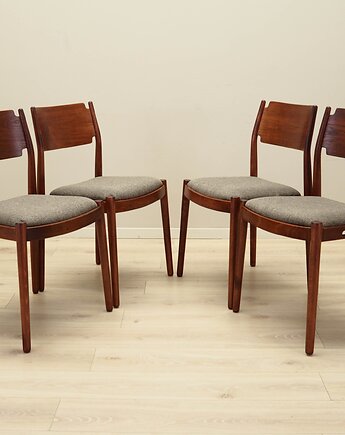 Komplet czterech krzeseł, duński design, lata 70, produkcja: Dania, Przetwory design