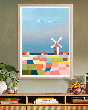 Holandia - pola kwiatowe - plakat 50x70 cm, minimalmill