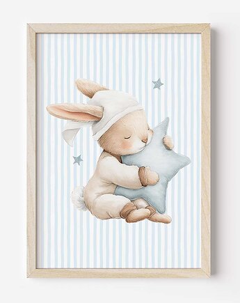 Plakat Na Ścianę Dla Chłopca Niebieskie króliczki nr. 2, Dekoracjan