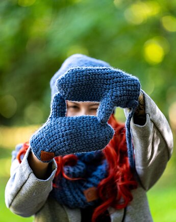 Rękawiczki MERINO Ciemny niebieski, Brain Inside