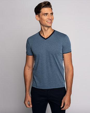 t-shirt koszulka męska cannobio niebieski, BORGIO