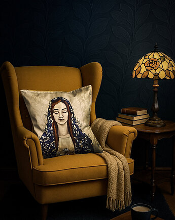 PODUSZKA dekoracyjna autorską ilustracją z muralem Oblicze Piękna, NAWROTANKA