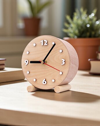 Zegarek mały drewniany stojący - na prezent, Clock Wood Studio