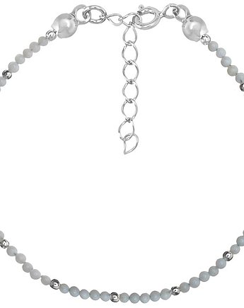 Bransoletka srebrna z kamieni naturalnych chalcedon błękitny, Bring Biżuteria