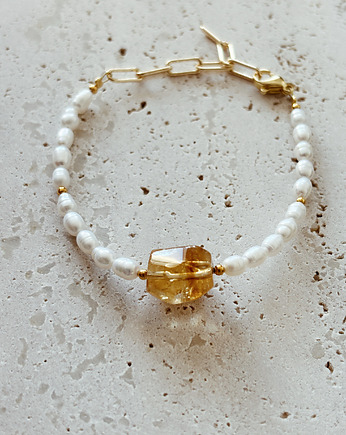 Bransoletka z pereł naturalnych Cytryn, Chmolowska Jewellery