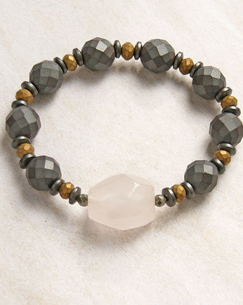 UNIKAT - kwarc różowy, hematyt, kaktusia