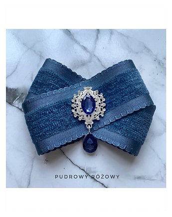 Niebieska Brosza z kryształkiem New, Pudrowy Różowy