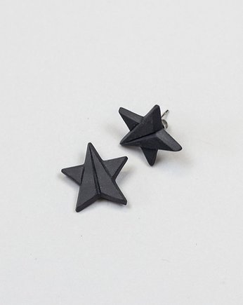 Kolczyki z Porcelany Origami Gwiazdki Czarne, StehlikDesign