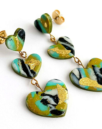 Kolczyki wiszące serca z glinki polimerowej , OMIFIMO