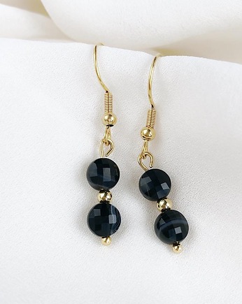 Czarne kolczyki UNO z Sardonyksem, Gleeme Jewellery