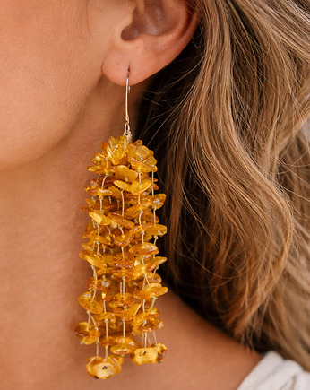 Kolczyki z bursztynu bałtyckiego wiszące, Biżuteria boho rystykalna, AmberMal