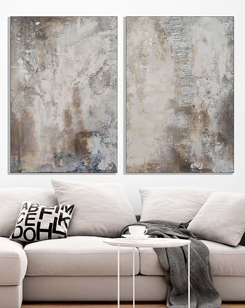 Dyptyk, abstrakcyjny obraz strukturalny 100x140 cm, Diana Abstract Art