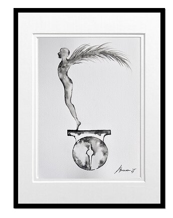 Ikar grafika obraz malowany tuszem /1/, Galeriai