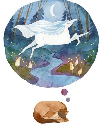 Śpiący konik - ilustracja oryginalna A3, Czary Malary