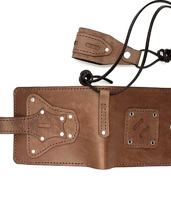 Ciemno-brązowy portfel motocyklisty skórzany ręcznie uszyty., Rkabags