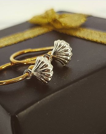 Muszelki cudowne kolczyki pozłacane 2w1, Czaki Bransoletki