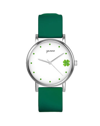 Zegarek  mały - Koniczynka - silikonowy, zielony, yenoo