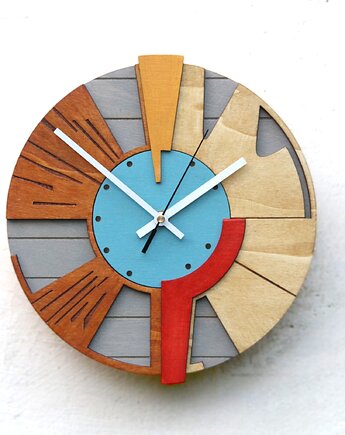 Drewniany Zegar Ścienny  Duży Geometryczny  /48cm  - Cichy Mechanizm, Clock Wood Studio