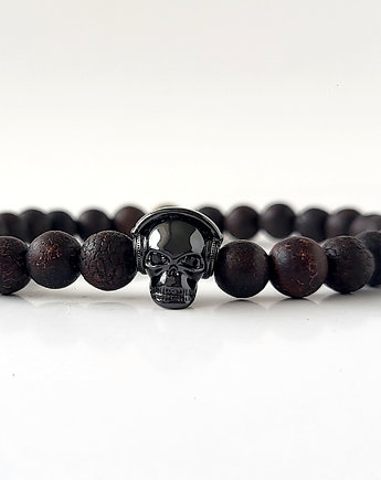 Bransoletka męska DJ SKULL- agat tybetański, ISSI Jewelry