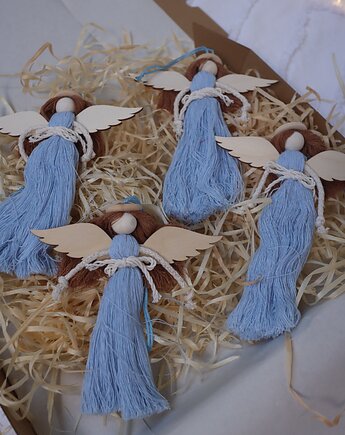 Zestaw ozdób choinkowych - makramowe anioły, ManufakTurka