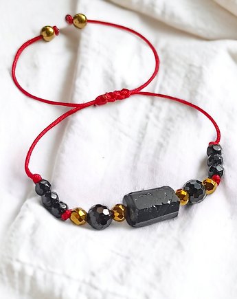 OCHRONNA bransoletka - amulet - turmalin, onyks, hematyt, kaktusia