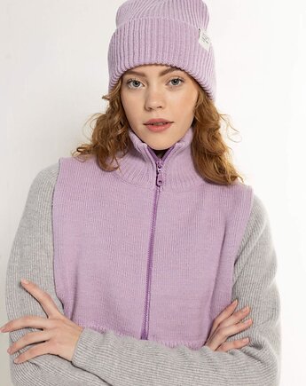 Czapka Hiro z wełny merino fioletowa, Woolish