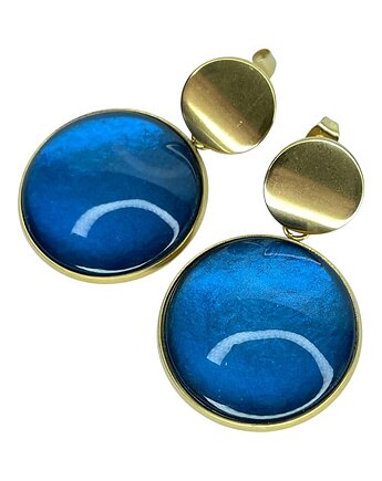 Złocone kolczyki w perłowym odcieniu turkusu, Artseko