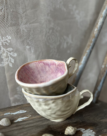 Filiżanka w kształcie muszli - różowa, ceramic bubble