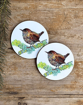 Strzyżyk- podkładki pod kubek- ilustracja, BOSKE