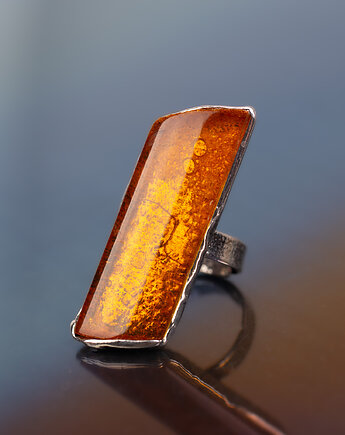 Pierścionek z naturalnym bursztynem bałtyckim, Andorii by Baco