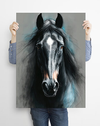 Czarny koń - grafika na plakacie, JBJart Justyna Jaszke