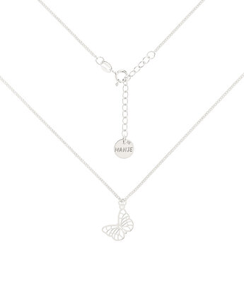 Srebrny choker pancerka z motylem, MANJE