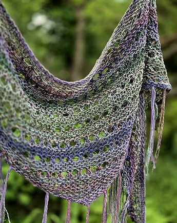 Przymglone wrzosy / chustka, agat handmade