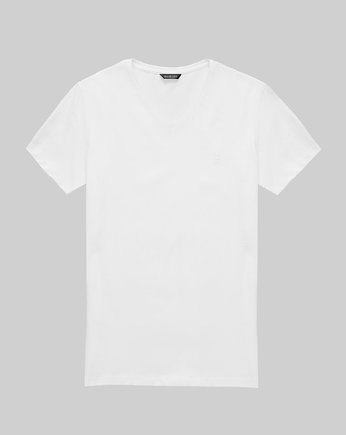 T-shirt męski colli biały, BORGIO